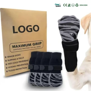 Striped Non Slip Dog Socks Waterproof Breathable Cotton Pet Shoes with Rubber Print for Large Dogs Summer