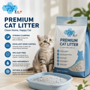 Strong Clumping Flushable Eco Friendly Cat Litter with 99% Dust Free Formula and Excellent Odor Control