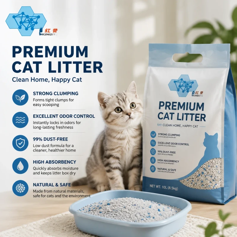 Strong Clumping Flushable Eco Friendly Cat Litter with 99% Dust Free Formula and Excellent Odor Control