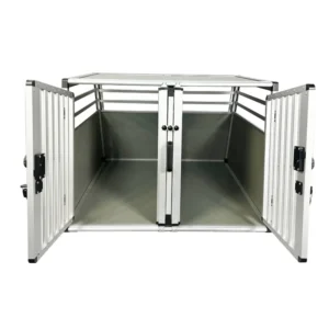Strong and Durable Aluminium Dog Car Cage Pet Cage with Double Doors