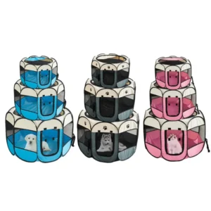 Stylish Functional Dog Crates Oxford Kennels Breathable Houses Plastic Tray Cages for Small Animals Perfect for Rest Sleep