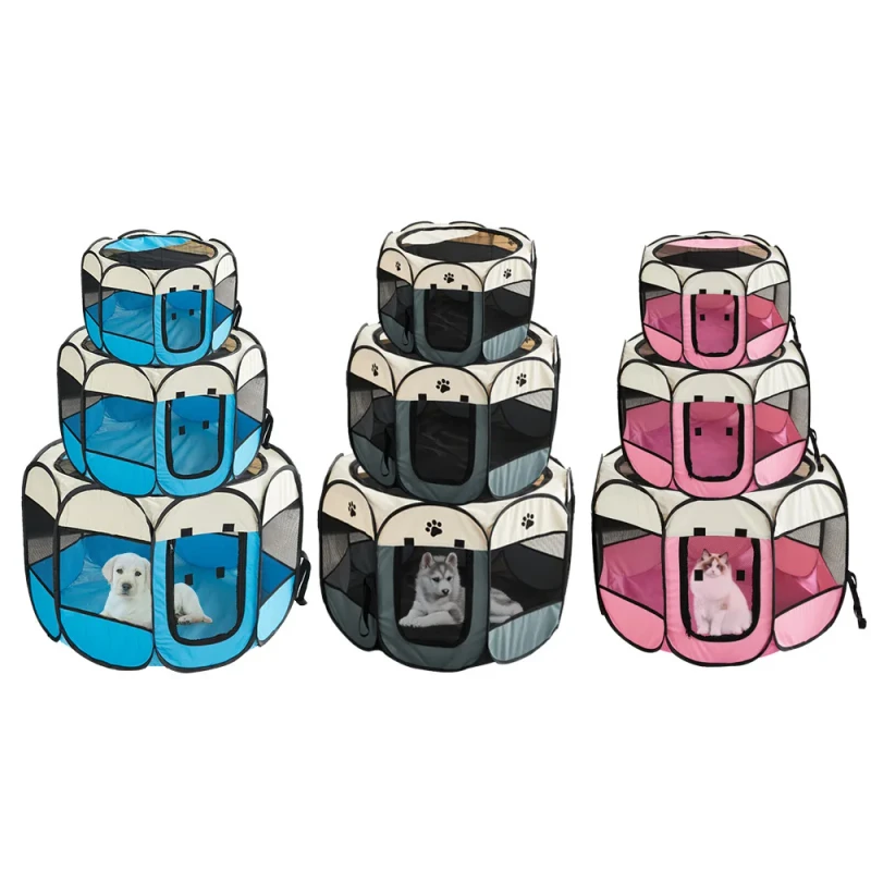 Stylish Functional Dog Crates Oxford Kennels Breathable Houses Plastic Tray Cages for Small Animals Perfect for Rest Sleep