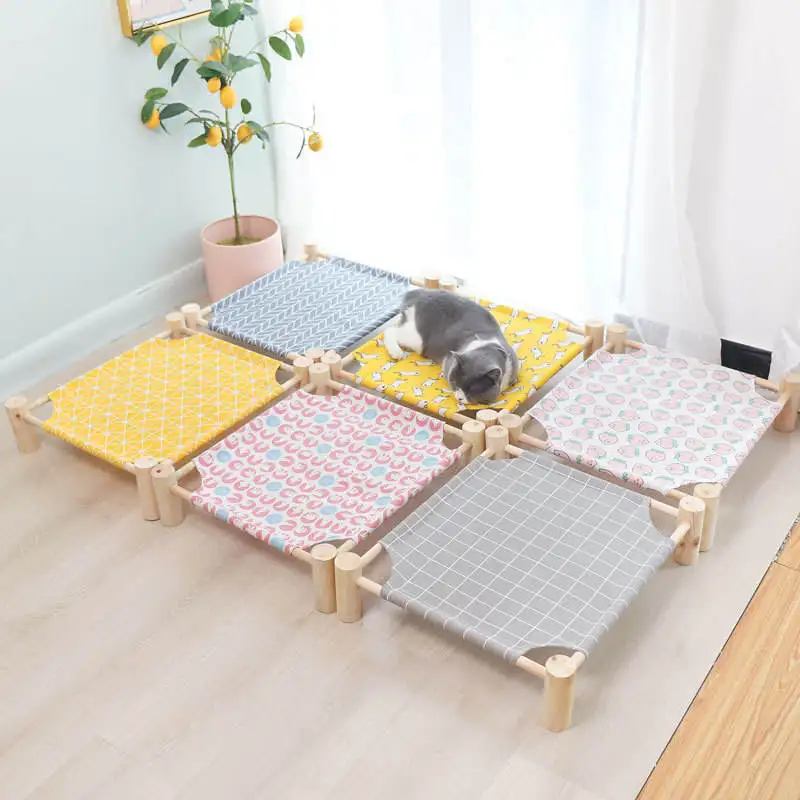 Summer Pet Sofa Pet Hammock Bed Cat Wood Hammock Sofa Camping Wooden Cat Bed Dog Ramp for Bed