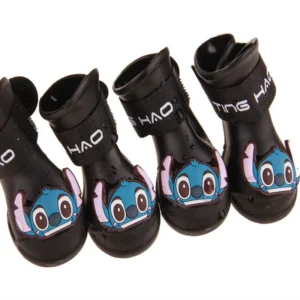 Summer Sport Pet Boots 4Pcs set Waterproof Dog Shoes 8 Candy Colors Carton Cat Rain Shoes Sizes S M L PU Silica Gel Material