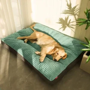 Super Soft 100% Cotton Large Dog Bed Removable Washable Solid Rectangle Pet Sleeping Mat for Crate Kennel Sofa Use