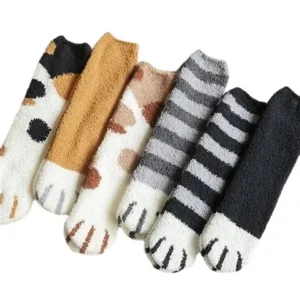 Super Soft Fluffy Foot Animal Paw Design Adorable Fuzzy Slipper Socks Stocking for Women