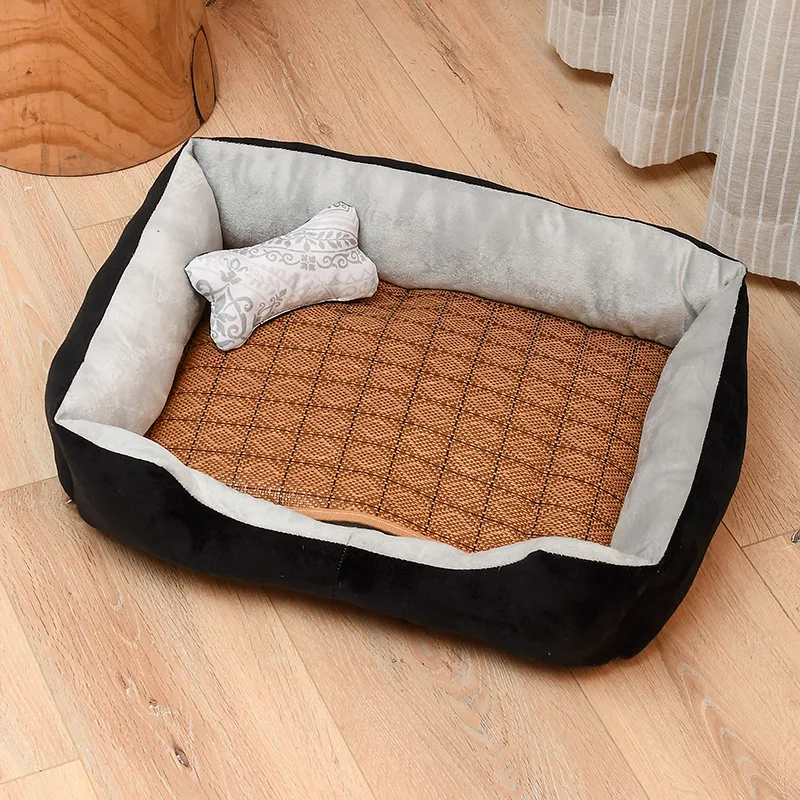 Superior Durable Square Solid Cloth Pet Bed for Dogs and Cats Sturdy Plush Design Eco friendly Carton Packed