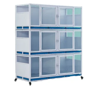 Superior Quality Tempered Glass Solid Pattern Breathable Pet Boarding Cage for Dog Grooming Salon
