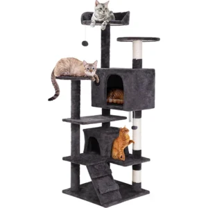 Suppliers Dark Grey Velvet Large Multi Level Huge Petpela Cat Tree Tower Wooden Scratcher Cat House Furniture Tower