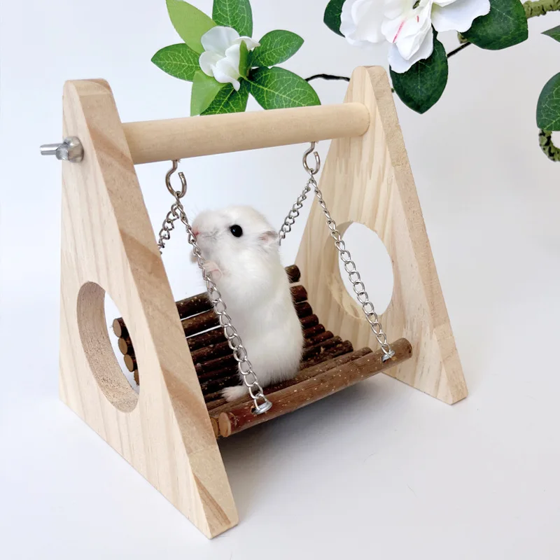 Supplies Wooden Shaker Hamster Hammock Eco Friendly Small Pet Double Layer Anti Rollover Swing Hanging Nest Pet Bed