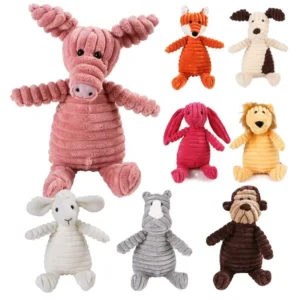 Sustainable Animal Shaped Squeaky Dog Toys Durable Chewing Corduroy Plush for Big Dogs Pet Squeak Play Feature