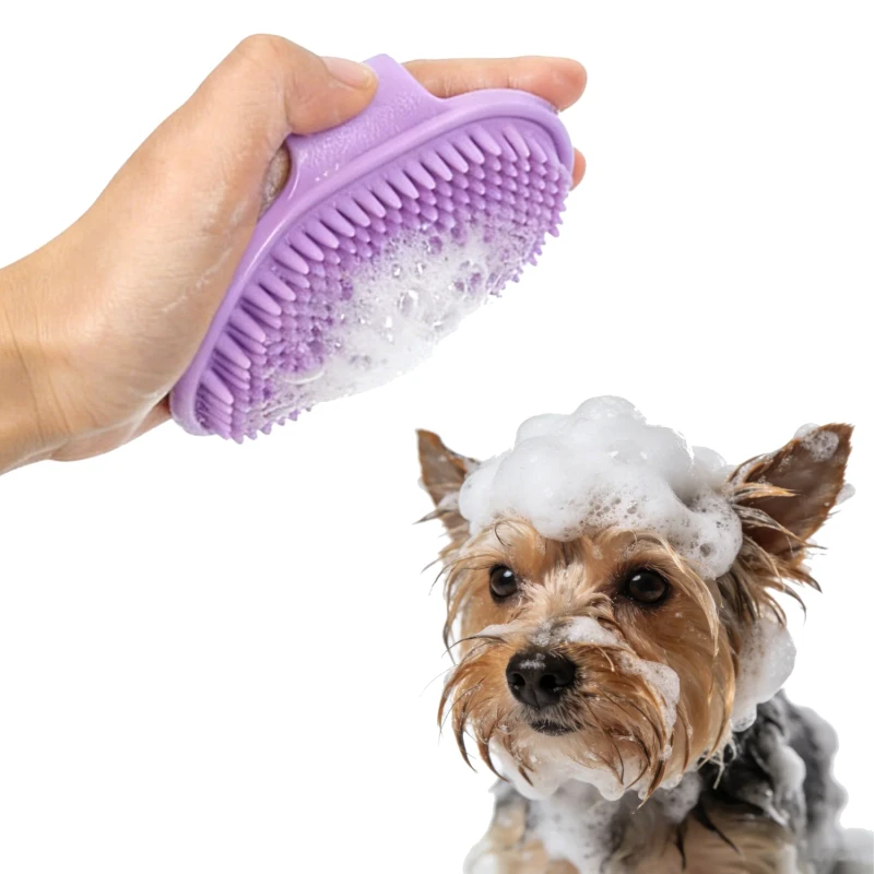 TPR Rubber Pet Shower Brush for Dogs and Cats Small Animals Bathroom Use Hand Wear Durable All Seasons