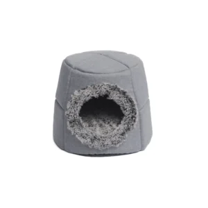 Tapered Cylinder Cat Bed Hemp Exterior & Embossed Velvet Interior Non Slip Base with PP Cotton Pad Sponge Support Pet Cave