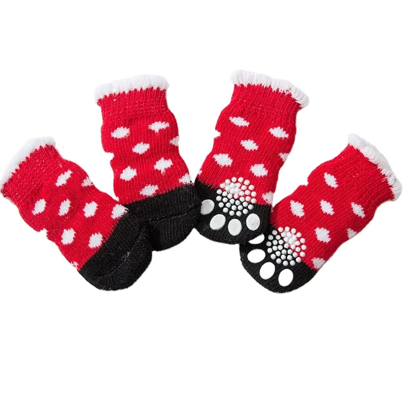 Teddy 3D Doll Anti slip Scratch Proof and Dirty Socks Set of Four Dog Shoes and Pet Socks