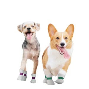 Teddy Golden Retriever Dog Rain Boots Solid Pattern Non Slip Waterproof Pet Shoes Socks Candy Colors for Walking New Year’s