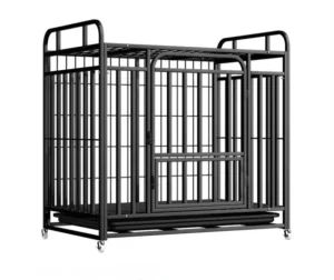Teddy Golden Retriever Enclosure Foldable Large Small Dog Thickened Steel Cage Black Powder Coated Eco Friendly Solid Pattern