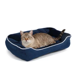 Temphiking Dark Blue Small Dog & Cat Beds Comfortable Warming Rectangle Travel-Friendly Hand Wash
