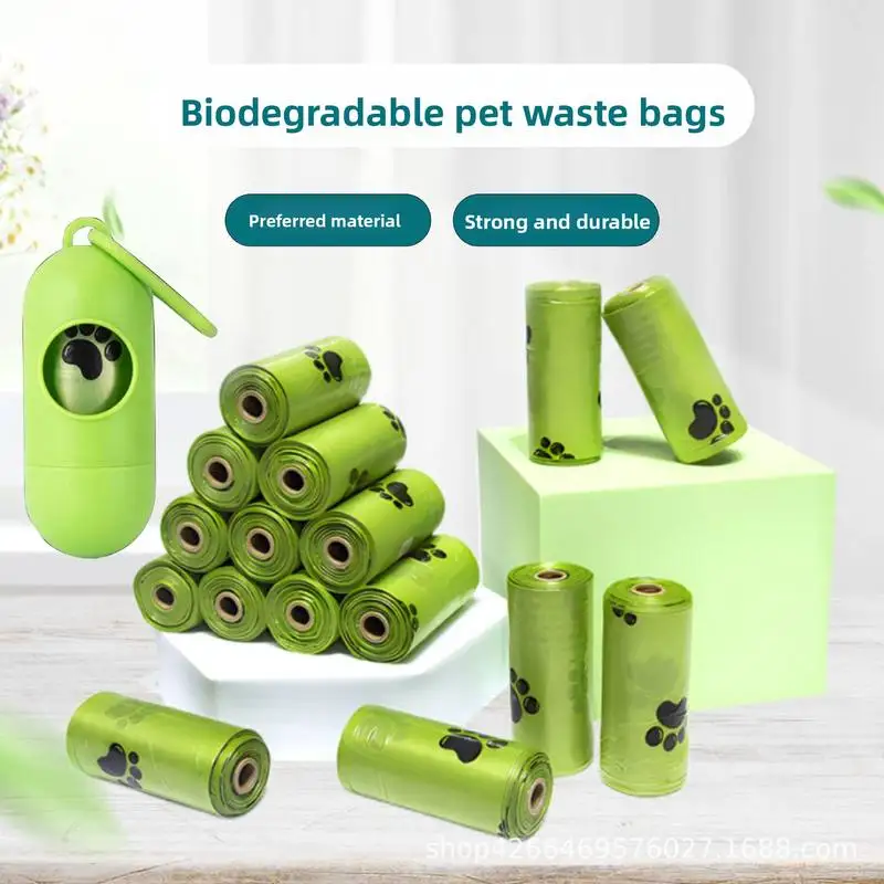 Thickened Biodegradable Plastic Dog and Cat Poop Bags Heavy Duty Roll up Type Pet Waste Dispenser Refill Rolls Eco Friendly