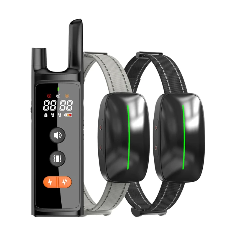 Three Channel Rechargeable Waterproof IP67 Nylon Plastic Sound Beep Vibration Static Electricity Training Collar Bark Control