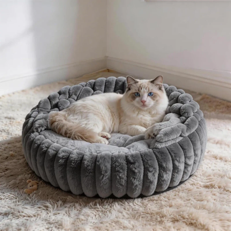 Three layer foldable and washable cat specific pet bed non slip bottom suitable for small pets