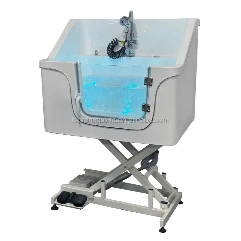 Toprate 48 US Gal Acrylic Pet Spa Bathtub Elevated Dog Grooming Tub Dog Bubble Bathing With Washer Dryer for Pet Salon Hospital