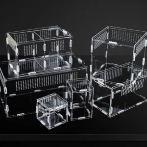 Transparent Acrylic Reptile Enclosure Small Reptile Pet Insect Feeding Box