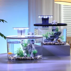 Transparent Desktop Acrylic Aquarium Small Fish Tank with Filter Pump for Goldfish and Betta Fish