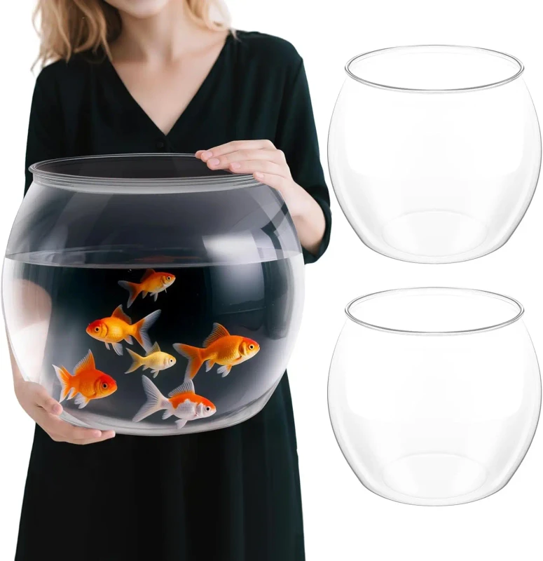 Transparent Round Belly Fish Tank Plastic Aquarium with Break Resistant for Home Decor