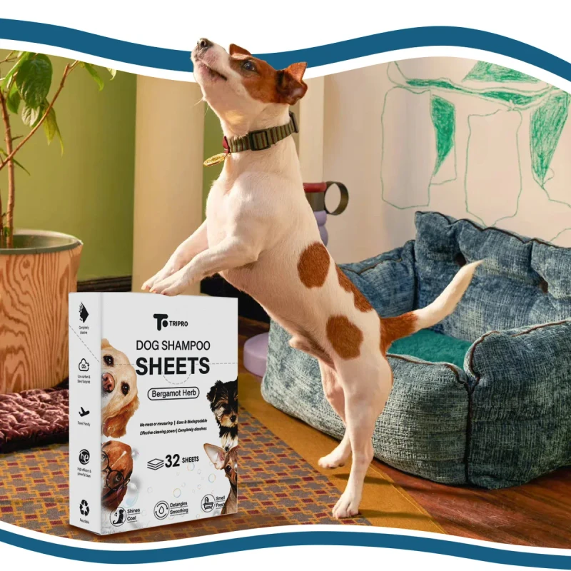 Tripro Pet Cleaning Bath Sheet Mild Cleaning Natural Ingredients Plant Extract Puppy Pets Paws Body Face Ear Butt Refreshing