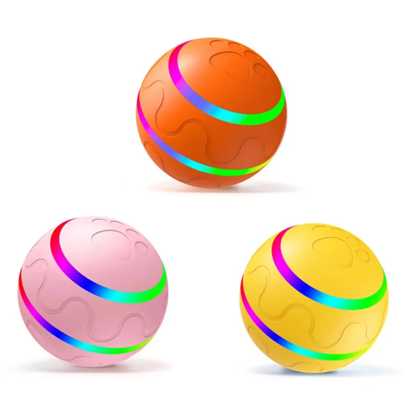 USB Rechargeable Pet Interactive Movement Toy Automatic Luminous Rolling Ball for Puppy Cat Medium Dogs
