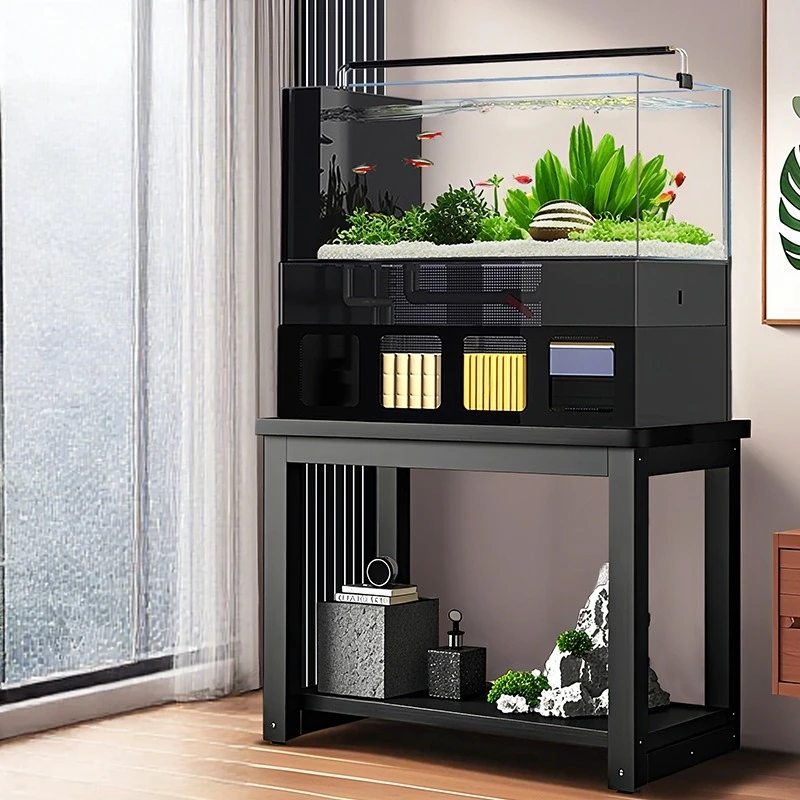 Ultra White Glass Smart Automatic Cleaning Goldfish Tank New Modern Bottom Filter Eco Home Glass Fish Tank