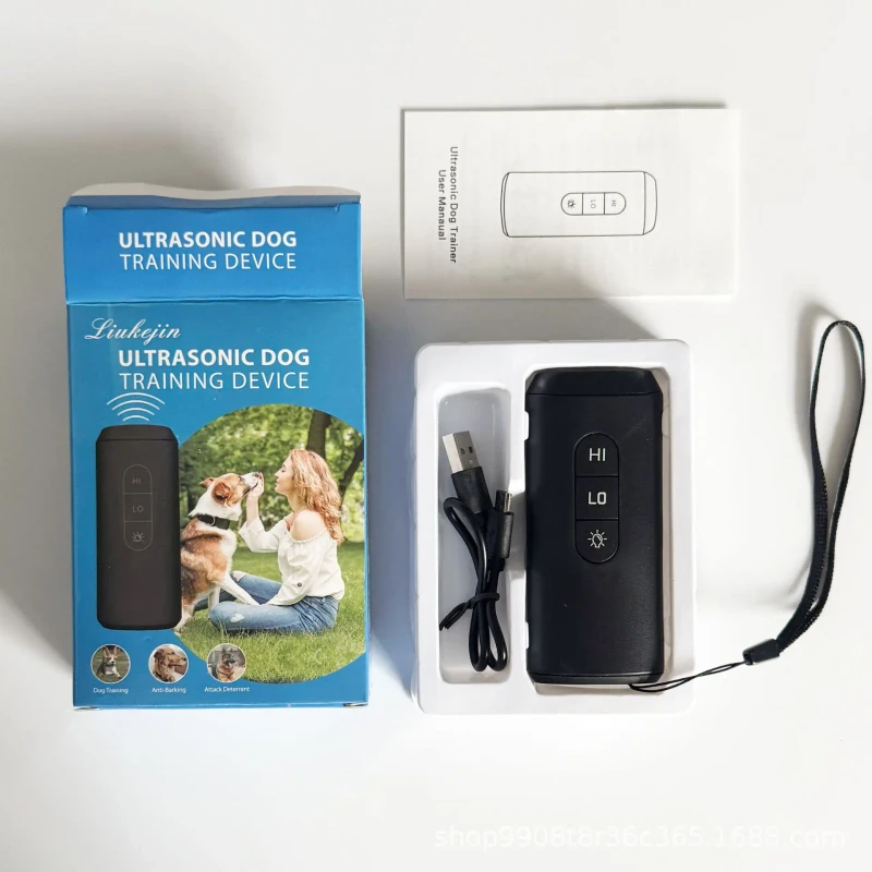 Ultrasonic Bark Deterrent Rechargeable Dog Bark Control Device with LED Light Portable ABS Material Dog Trainer