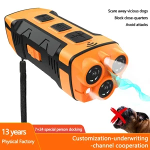 Ultrasonic Dog Repeller High Power Bark Control Eco Friendly Waterproof IPX7 20+ Hours Battery Life Rechargeable Type C