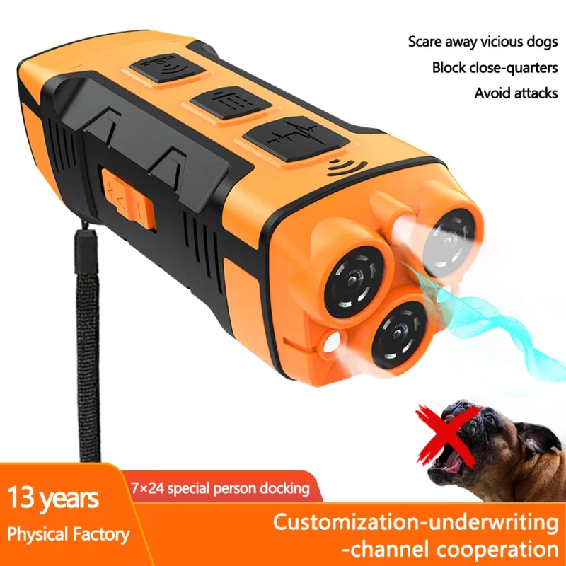 Ultrasonic Dog Repeller High Power Bark Control Eco Friendly Waterproof IPX7 20+ Hours Battery Life Rechargeable Type C