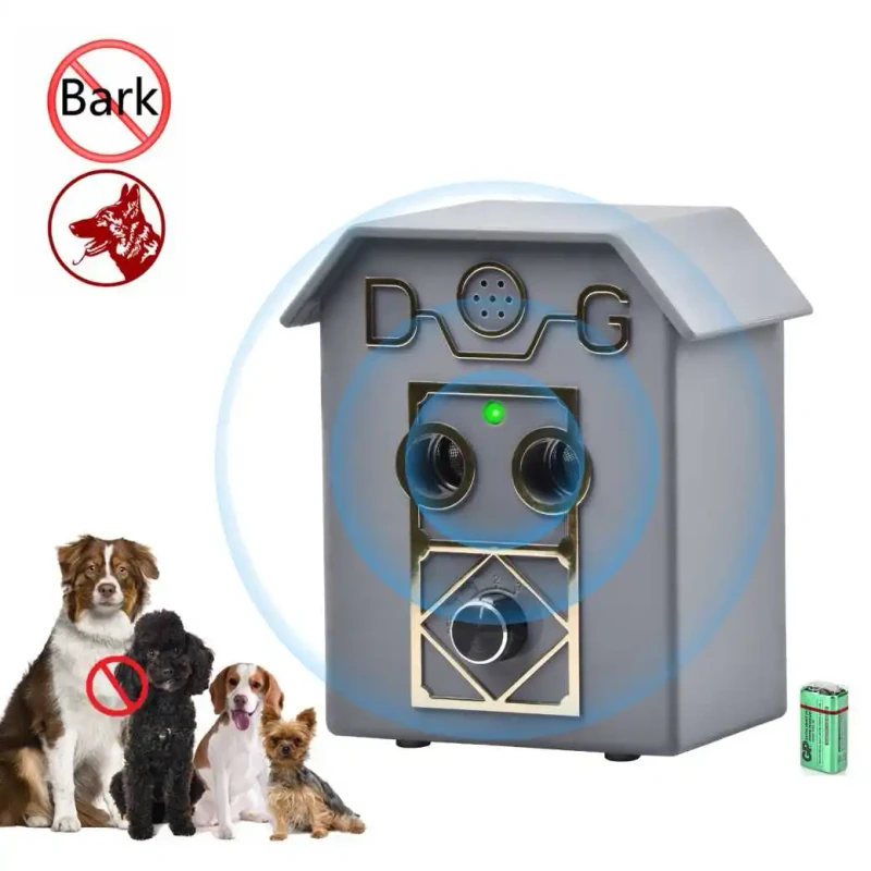 Ultrasonic Indoor Outdoor Waterproof IPX5 Plastic Bark Control Repellent Dog Anti Barking Device 9V Battery 50ft Range 25kHz CE
