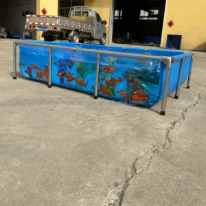 Unique Stainless Steel One Side Clear Fish Tank 900 Liters PVC Canvas Pond Aquariums Accessories
