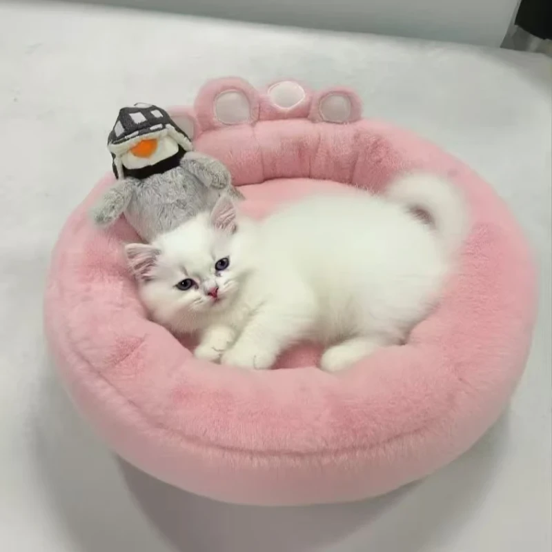 Universal Classic Solid Eco Friendly 100% Cotton Fashionable Cat Bed Cave Removable Washable Cage Mat for Cats Puppies All