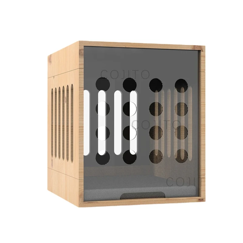 Ventilated Wooden Dog House with Acrylic Door Dog Pet Beds Pet Houses & Furniture