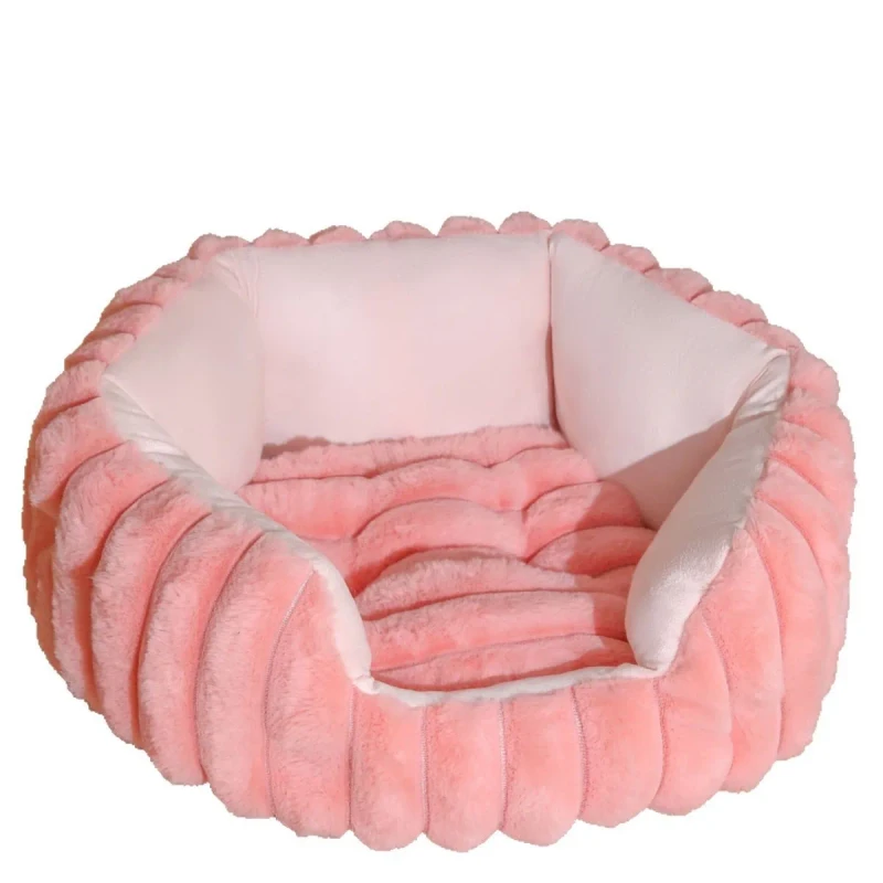 Vertical Soft Washable Cat Mat Pet Cushion Rabbit Plush Round Pet Bed Donut Dog Bed