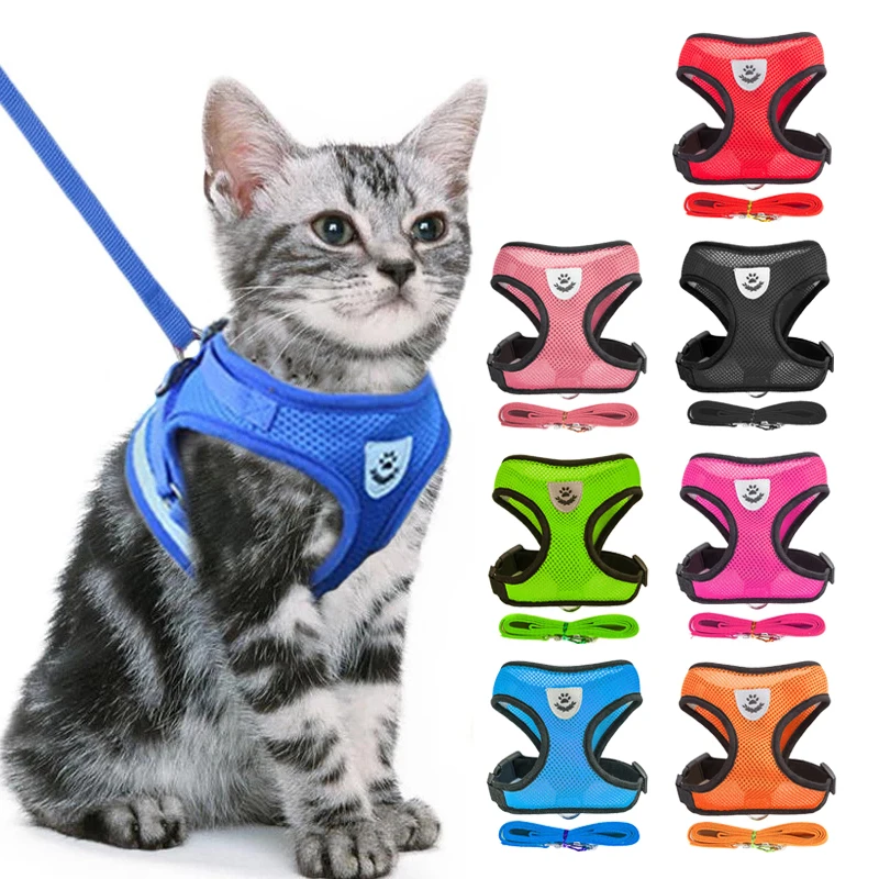 Vest Type Pet Harness Breathable Mesh Dog Cats Harness Pet Traction Rope Cat Collar Pet Chest Back
