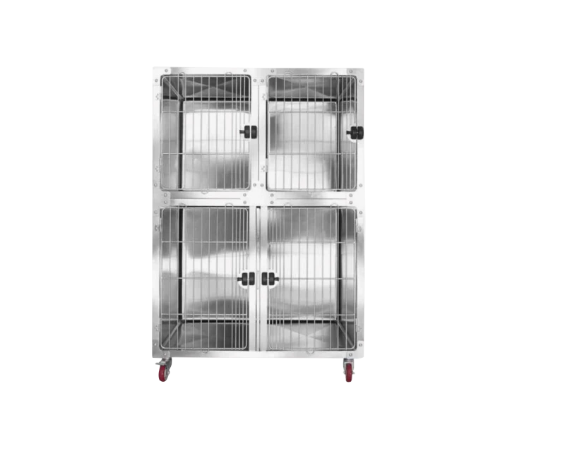 Veterinary 304 Stainless Steel Pet ICU Cage for Dog Cat Vet Oxygen Supply Bank Cages for Clinic and Hospital