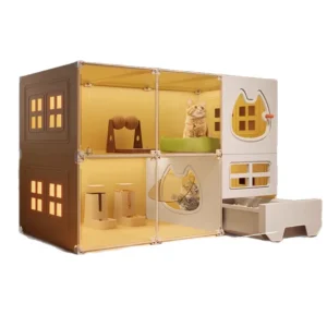 Villa Cat Cabinet Cat Cage Super Large Durable Plastic Solid Pattern Indoor Use Multifunctional Eco-Friendly Pet House