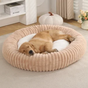 Warm Donut Nest Pet Bed Solid Polyester Machine Washable Classic Style Comfortable for Small Animals Packed Carton Pet Beds