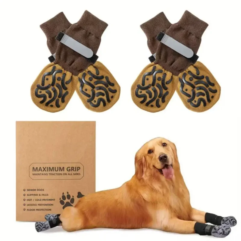 Warm Monochrome Large Dog Pet Socks Waterproof Breathable Rubber Print Non Slip Leisure Shoes All Seasons Cotton Material