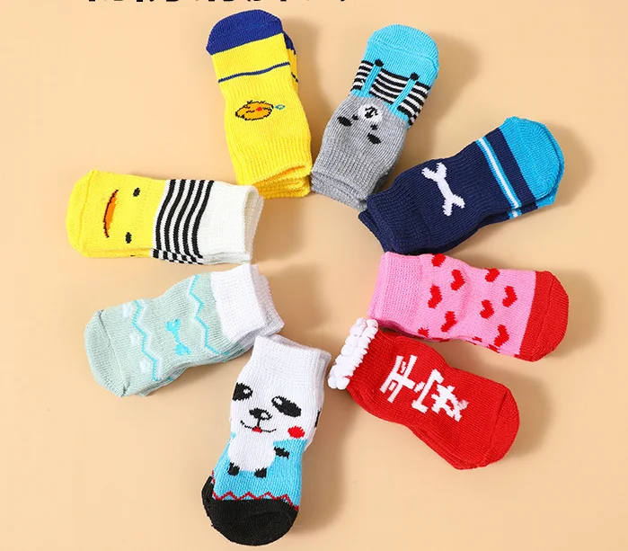 Warm Puppy Dog Shoes Soft Breathable Pet Knits Socks Anti Slip Skid Design Cute Cartoon