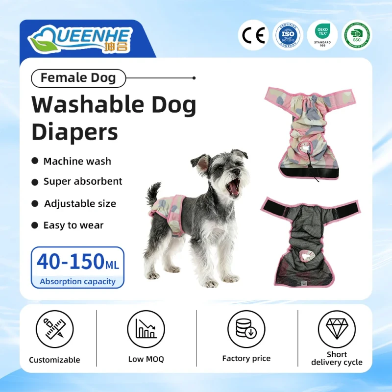 Washable Female Dog Diapers Premium Reusable Highly Absorbent Pet Diapers Wraps Durable Dog Diaper