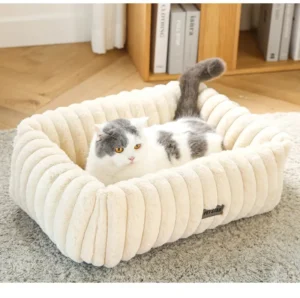 Washable Orthopedic Dog Bed with Removable Cover Square Thickened Soft Calming Sleeping Puppy Cat Bed Durable Indoor
