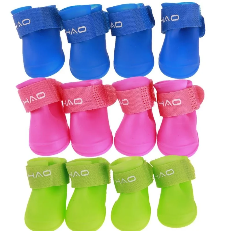 Waterproof Anti Slip Soft Eco Friendly Solid Christmas Pet Shoes 8 Colors Multiple Sizes Dog Outdoor Rain Boots