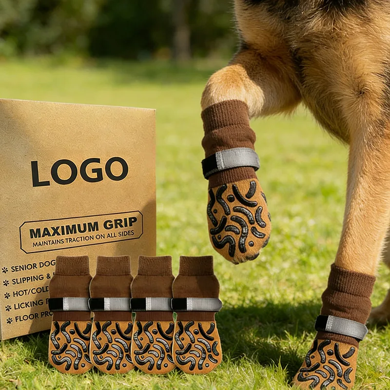 Waterproof Anti slip Dog Socks Suitable for Dogs & Cats Indoor Outdoor Wear Designed for Don't Like Shoes and Older Pets