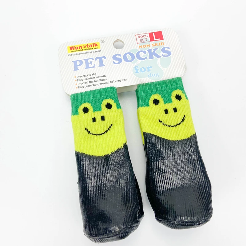 Waterproof Knit Dog Socks Indoor Cotton Pet Socks Anti slip PVC Foot Massage Pet Shoes Dog Socks for Outdoor